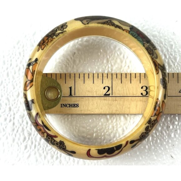 Vintage Boho Chic Classic Retro Floral Patterned Lucite Bangle Bracelet - Picture 3 of 7